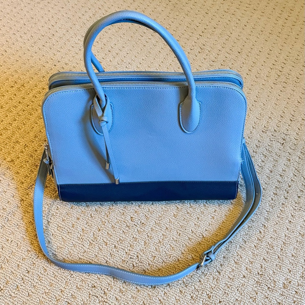 NWOT Urban Expressions Navy & Light Blue purse / briefcase - Picture 2 of 11
